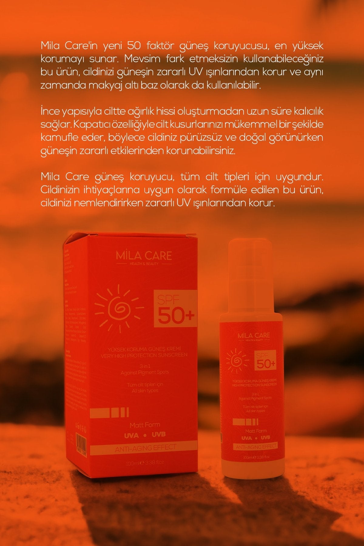 3 IN 1 Güneş Kremi 50+ SPF - Mila Care