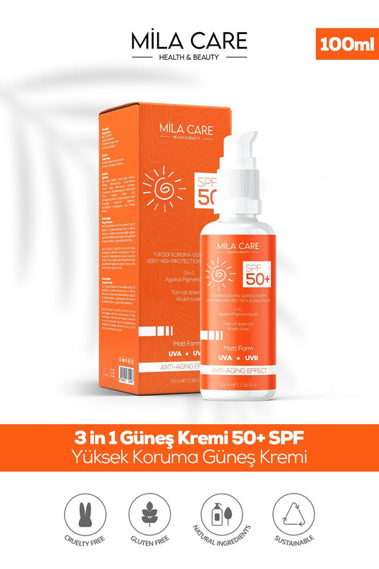3 IN 1 Güneş Kremi 50+ SPF - Mila Care